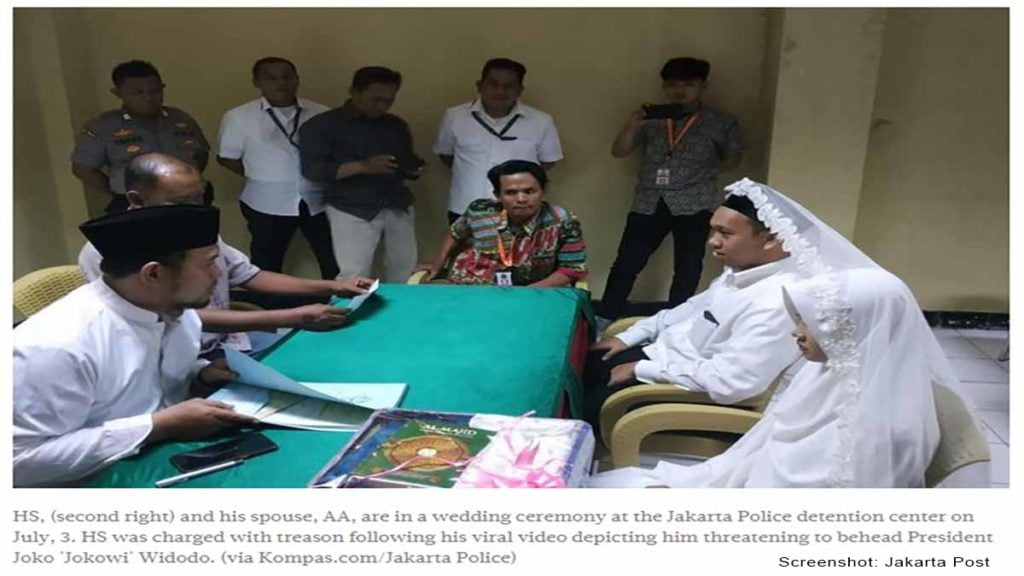 Mann der drohte Präsident Joko Widodo zu enthaupten, heiratet im Gefängnis Screenshot: Jakarta Post