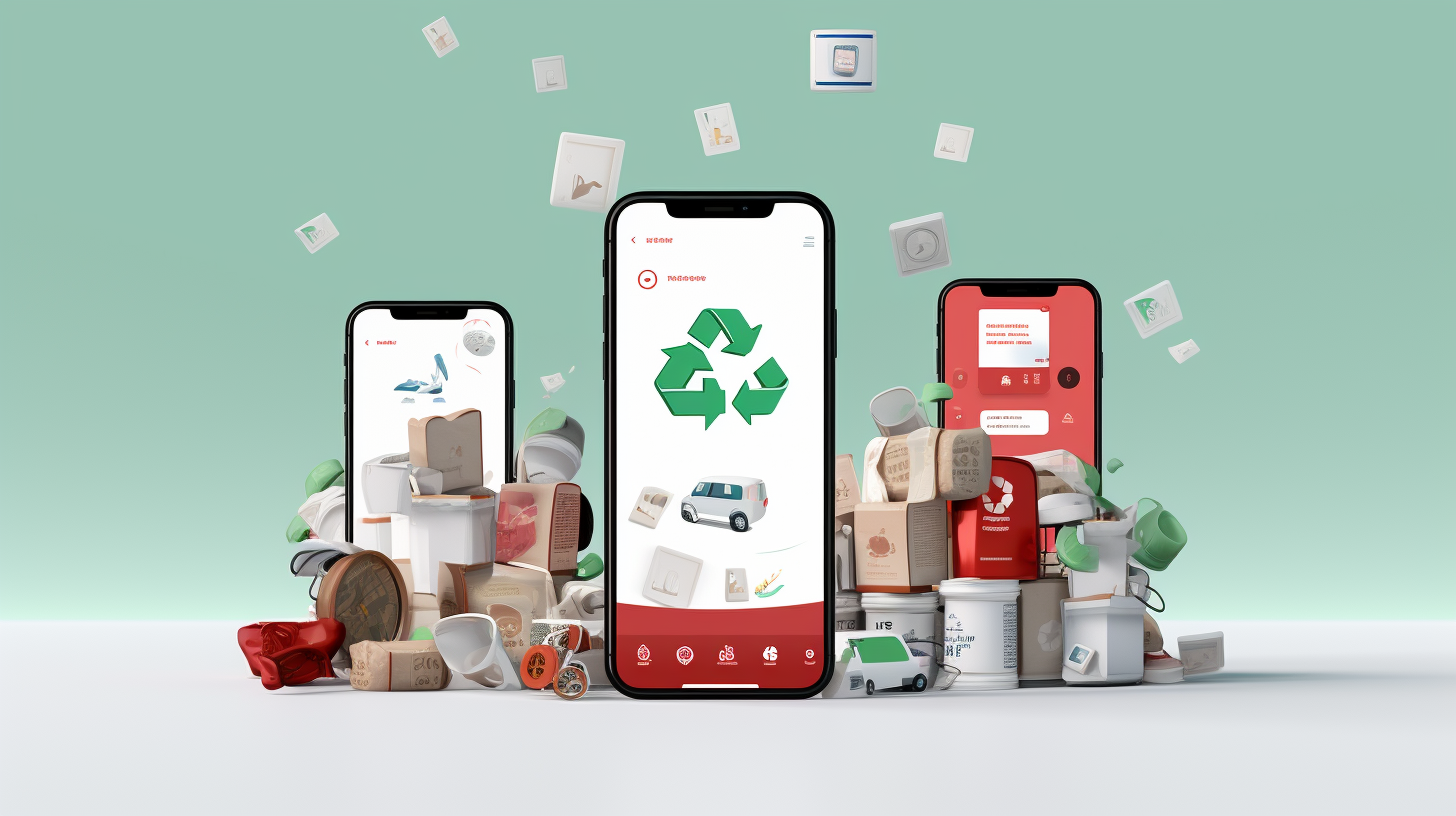 Illustration eines Smartphones mit der Rekosistem Recycling-App auf dem Bildschirm.