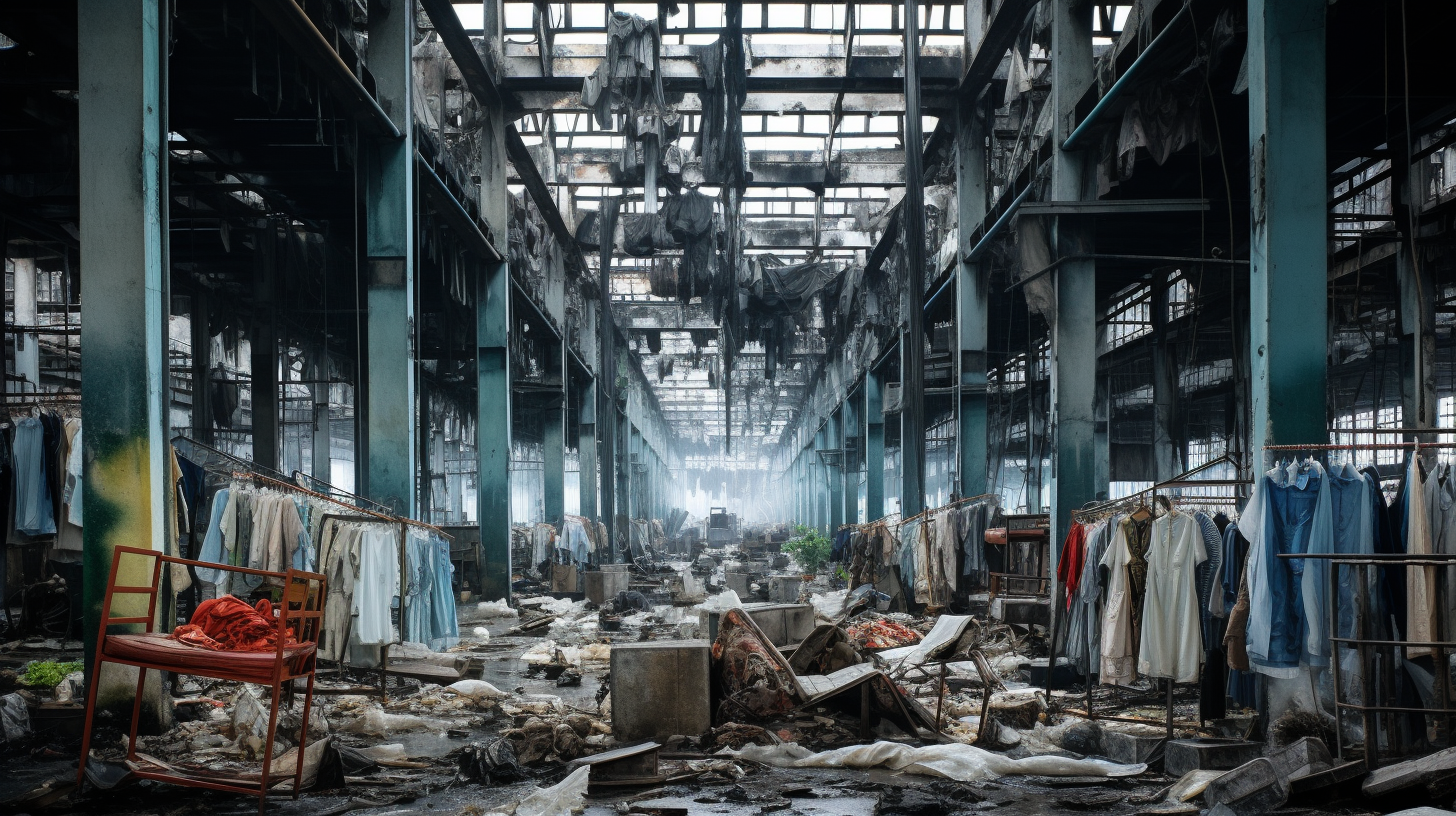 Ein Bild zeigt die traurigen Überreste der Entlassungswelle in der indonesischen Textilindustrie.