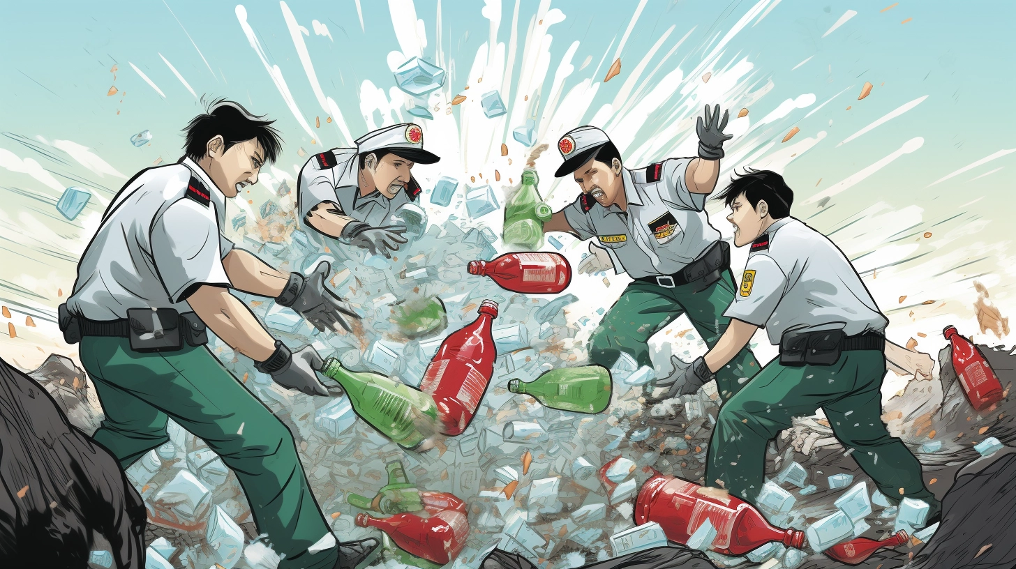 DKI Satpol PP Offiziere zerstören 12.031 Alkoholflaschen in West-Jakarta.